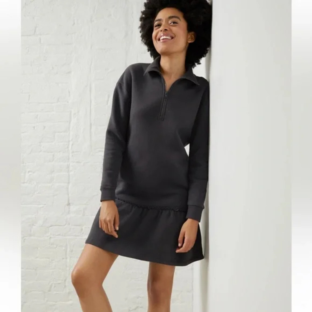UpWest Womens Dark Grey Long Sleeve 1/4 Zip Sweatshirt Mini Dress Extra Small